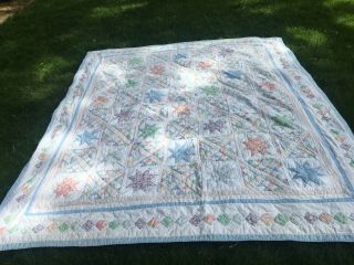 Vintage Arch Quilt Star Design Pastel Colors 80in x 96in 3