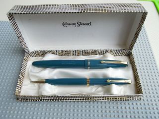 Vintage Turquoise Conway Stewart 150 Fountain Pen And Pencil Set