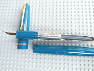 VINTAGE TURQUOISE CONWAY STEWART 150 FOUNTAIN PEN AND PENCIL SET 6