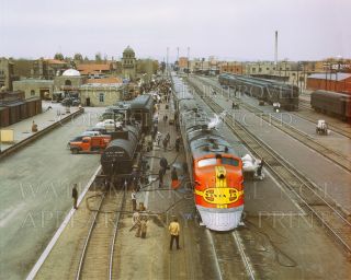 20x24 Photo Santa Fe Railroad Chief Diesel Train,  Albuquerque Nm 1943 Dusk