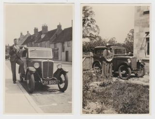 Two Old Real Photo Cards Vintage Car Reg Jh 5601 Reading Around 1935
