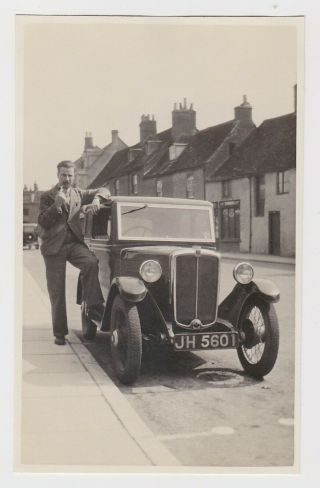 TWO OLD REAL PHOTO CARDS VINTAGE CAR REG JH 5601 READING AROUND 1935 2