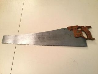 Vintage H.  Disston D8 Thumbhole 26 " Rip Hand Saw 5 - 1/2ppi - Full Width Breasted
