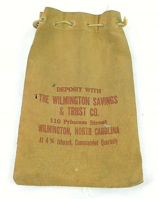The Wilmington Savings & Trust Co. ,  Nc Small Canvas Bank Bag W/ Drawstring