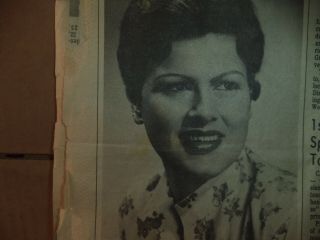 Patsy Cline Local Newspaper Article Near Home In Virginia