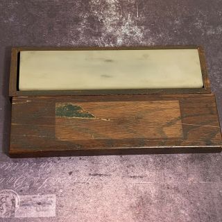 Vintage Norton Abrasives Arkansas Stone In Wood Box 7.  75 " X 1.  75 "