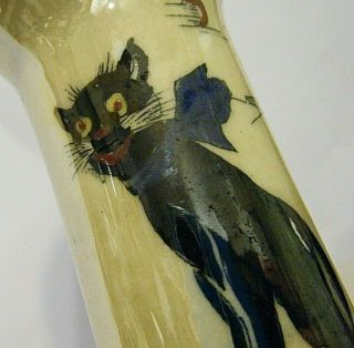 1925 WEMBLEY BRITISH EMPIRE EXHIBITION LUCKY BLACK CAT POTTERY HAT PIN HOLDER 2