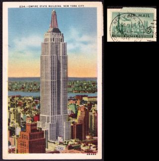 Old Vintage Postcard America Usa York City Empire State Building 15c 63