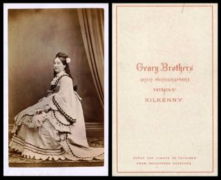 Ca 1860s Cdv Photo Portrait Of A Victorian Lady & Kilkenny,  Ireland