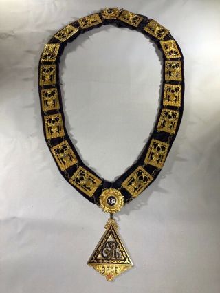 Elks Lodge Bpoe Ceremonial Collar/ Necklace With " Past Exalted Ruler " Medal