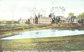 Vintage Postcard - Woodmere,  Southern Indiana Hospital For The Insane,  Evansville,  In