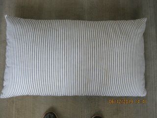 Vintage Black & White Stripe Feather Pillow Very Soft 34 " X 21 "