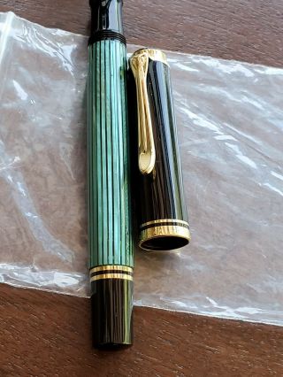 Pelikan Souveran Striped Green Fountain Pen - 14k Gold Nib
