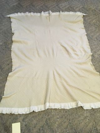 Faribo Faribault 100 Virgin Wool 42 X 60 Tan Satin Binding Blanket Cream 2