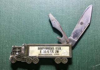 Boondocks USA Boondocks Iowa Antique IA Truck Shaped Advertising Pocket Knife 3