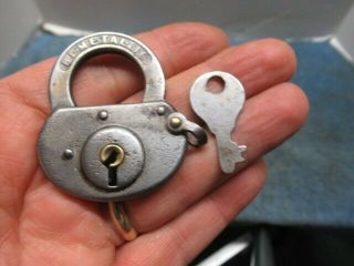 Odd Shaped Old Miniature Padlock Lock Yale & Towne With A Key.  N/r