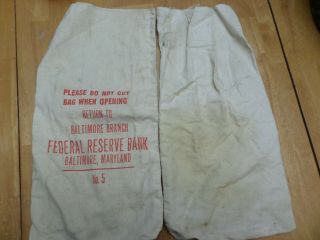 2 Vintage Canvas Bank Deposit Bag No 5 Federal Reserve Bank Baltimore,  MD 4