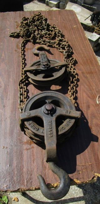 Vintage James Channon 1 Ton Differential Hoist Swivel Chain Pulley Engine Hoist 2