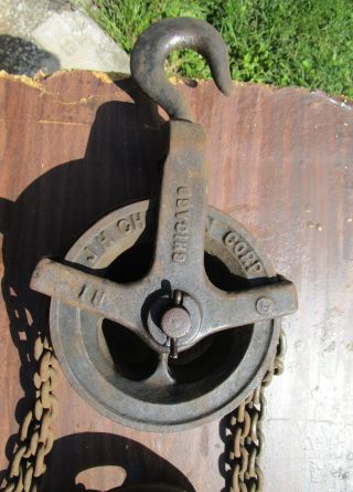 Vintage James Channon 1 Ton Differential Hoist Swivel Chain Pulley Engine Hoist 3