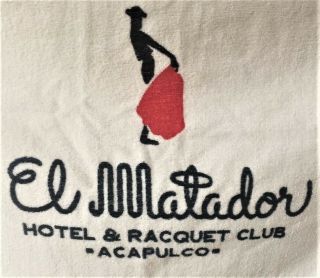 Vintage Pair Bath Beach Towels 60 " X 36  El Matador Hotel Acapulco - All Cotton
