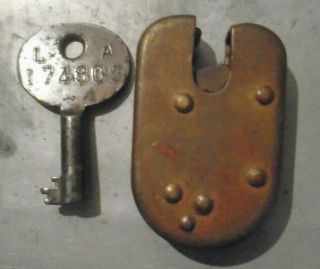 Rare Vintage Brass US Postal Mail Bag Lock Antique Post Office Lock & Orig Key 2
