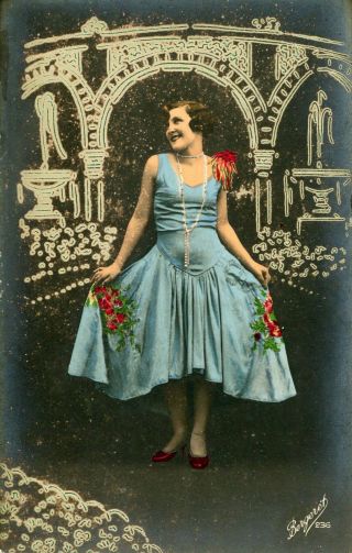 Vintage French Ladies Rppc Postcard - Vc439