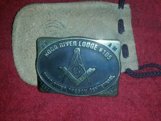 Grand Lodge Oregon Masonic Belt Buckle 1990 Mason Occult Brass