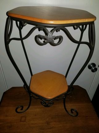 Longaberger Wrought Iron Generations Table Stand & Woodcrafts Shelves