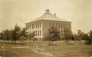 Real Photo Postcard High School,  Shickley,  Nebraska - In 1908