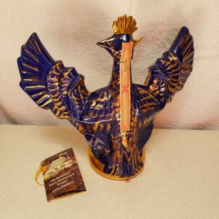 1971 Ezbra Brooks Phoenix Bird Decanter,  Heritage China,  hand decorated w/ 24KT 2