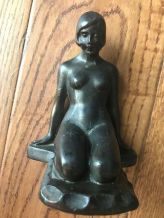 Pair - Art Deco Nude Women Bookends - Brass Copper 1920 - 1930’s 4