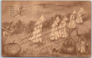 Vintage G.  K.  Prince Halloween Postcard " Witch - Like Figures… " Ghosts 1913 Cancel
