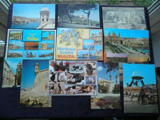12 Postcards Malta,  Cruise,  Mellieha,  Maltese Cats Floriana Mdina,  Senglea Point
