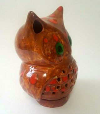 Rare Vintage Ceramic Spotted Owl Night Light With Green eyes 2