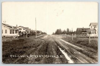 Hoven South Dakota Residence Street Big Homes Muddy Dirt Road 1926 Rppc
