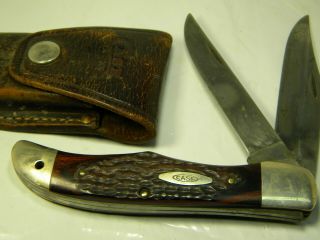 Case Xx 6265 Sab Pocketknife,  2 Blade,  Rosewood,  Never Sharpened,  W/ Sheath