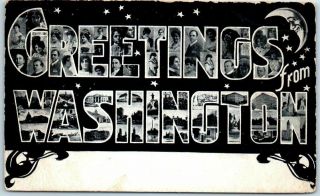 1909 " Greetings From Washington " Large Letter Postcard Multi - View W/ D.  C.  Cancel
