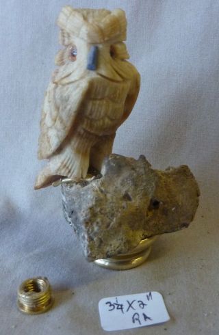 Lamp Finial Carved Marble Stone Owl Bird 3 1/4 " H X 2 " W (ra)