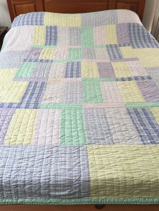 Vintage Hand Quilted Patchwork Quilt 64 " X 82 "