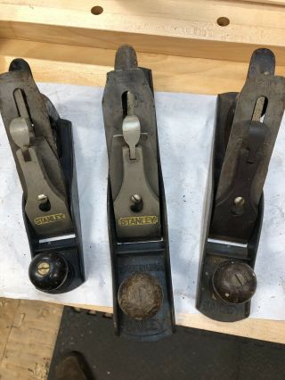 3 Vintage Type 20 Stanley Hand Planes - No 3,  No 5 & No 5 1/4.  Not Perfect