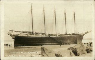 Shipwreck Ship Ashore At Nantasket Ma Schooner Navy 1927 Real Photo Postcard