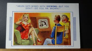 Bamforth Comic Postcard: Big Boobs,  Stockings,  Television & Tv Theme