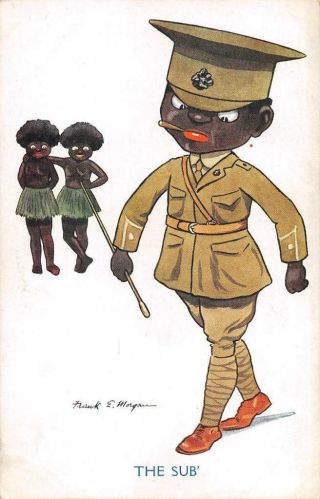 Soldier Africa The Sub Artist Signed Morgan Black Americana Postcard (c.  1910)