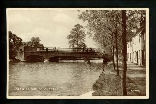 Great Britain Uk Postcard Wwii Colchester North Bridge Valentines Phototype