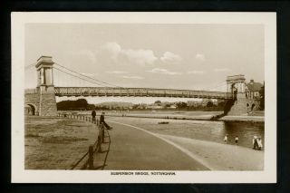 Great Britain Uk Real Photo Postcard Rppc Wwii Nottingham,  Suspension Bridge