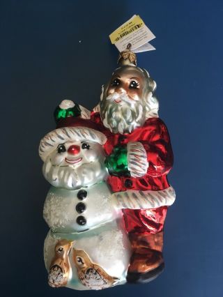 Christopher Radko Frosty Santa Glass Ornament Snowman Christmas