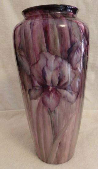 American Belleek Early Lenox 10 " Vase Purple Iris Colors & Design