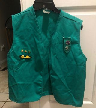Junior Girl Scout Uniform Vest Size Large 14 - 16 With A Few Patches