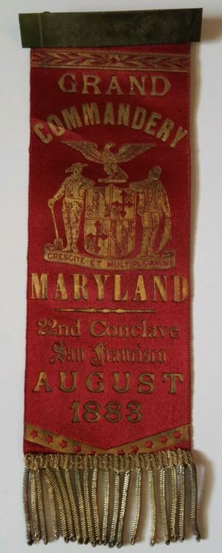1883 Maryland 22nd San Francisco Grand Commandery Ribbon Pin.