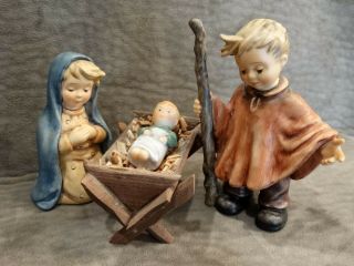 Hummel 3 Piece Holy Family Nativity Set; Mib With Certificate